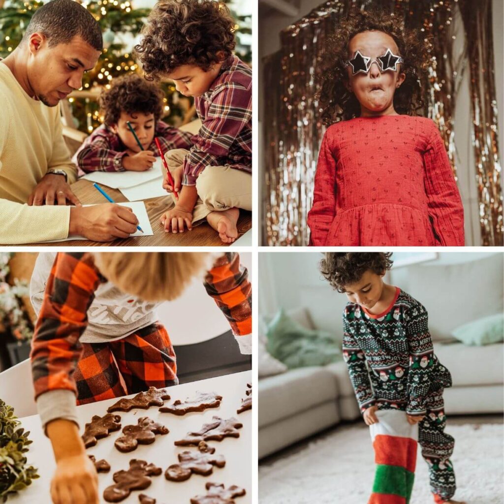 Family Enjoying Christmas Activities And Photo Moments