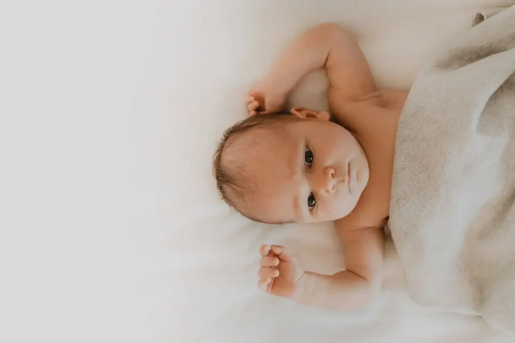 Adorable newborn baby ready for photo session.