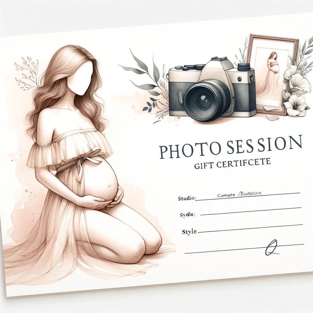 Certificado de regalo para sesión de fotos de maternidad