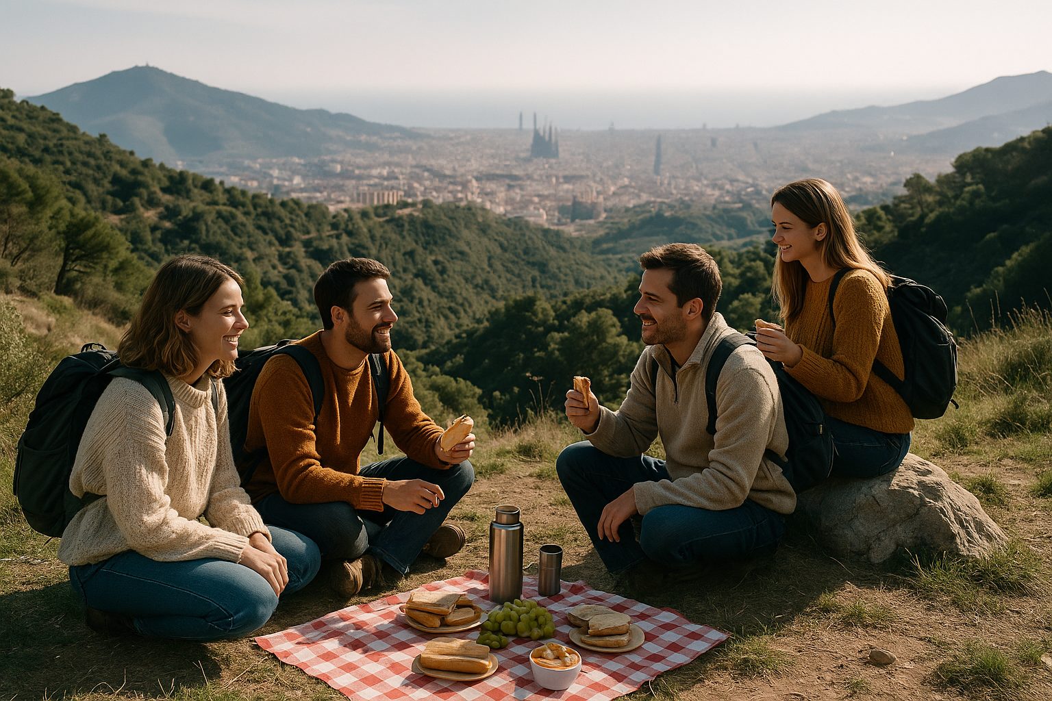 Woman celebrating her 40th birthday on an active escape near Barcelona, intimate format
