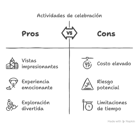 Subirse a un helicóptero y sobrevolar Barcelona es una forma alucinante de festejar. Nos regala vistas que te dejan sin aliento, ideal para sentir emoción y grandiosidad desde lo alto.

Y si lo tuyo es la aventura, ¡el paracaidismo es perfecto para ti! No hay mejor manera de celebrar este número redondo que saltando al vacío y sintiendo la adrenalina y emoción al máximo.

Para los más tranquilos, pero que igual buscan algo divertido, están los recorridos en bicicleta eléctrica o segways. Esto nos da la libertad de explorar Barcelona de una forma divertida y diferente, descubriendo cada rincón en nuestro propio tiempo.