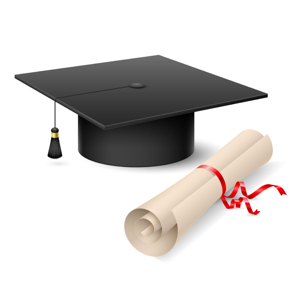 Graduation cap and diploma