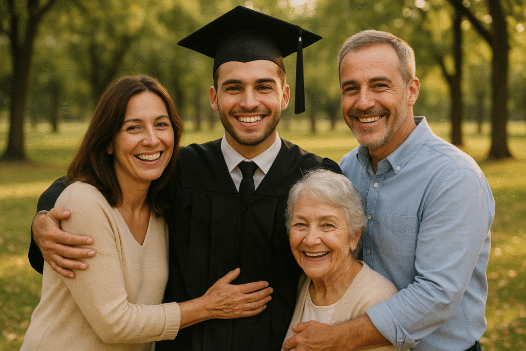 recuerdos de graduacion con familia
