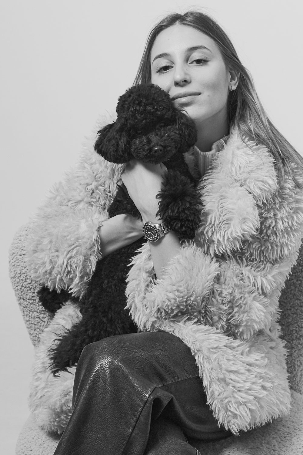 woman sitting holding dog christmas pet photos