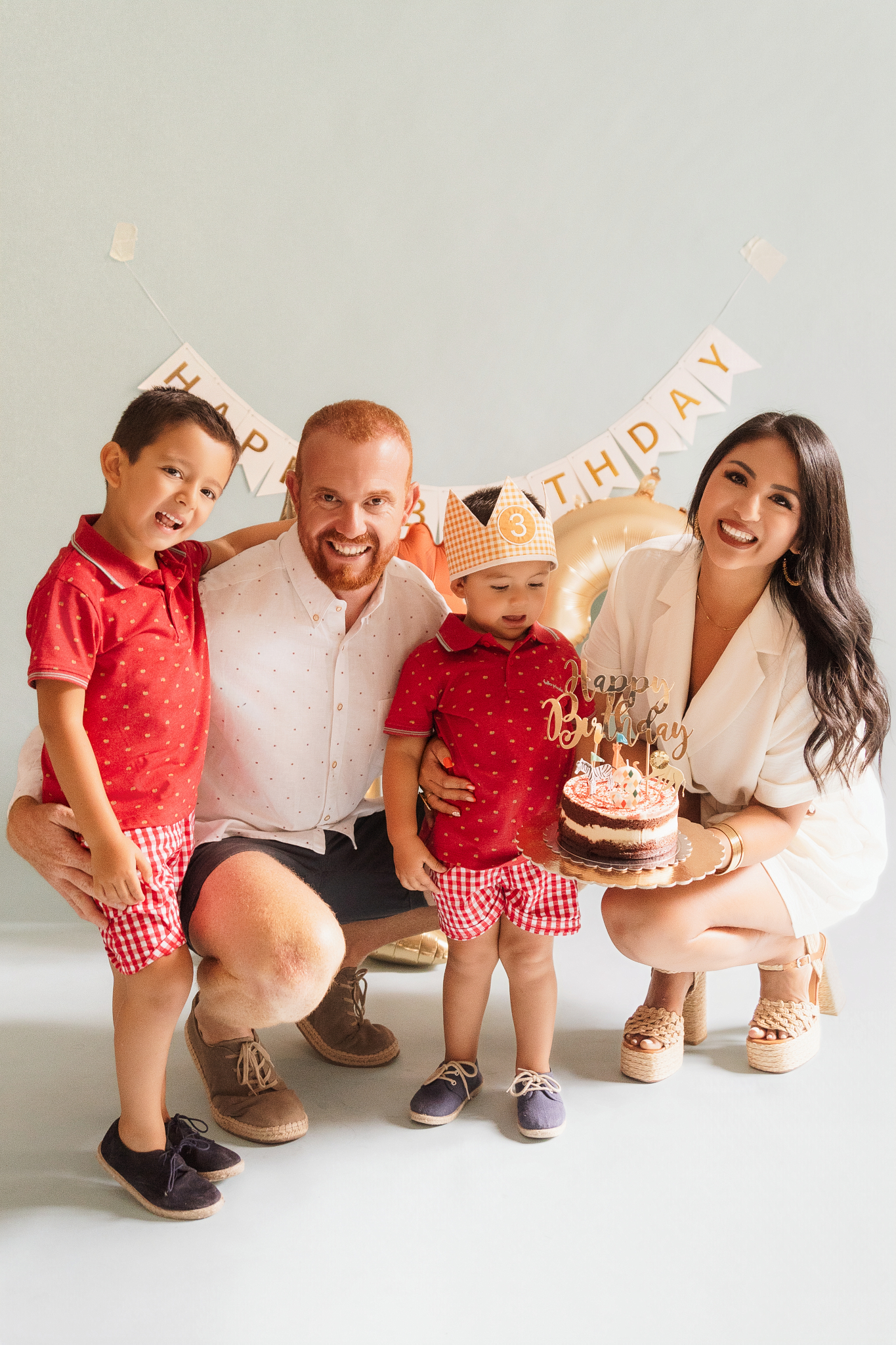 family birthday cake candles banner family studio photo celebration ideas