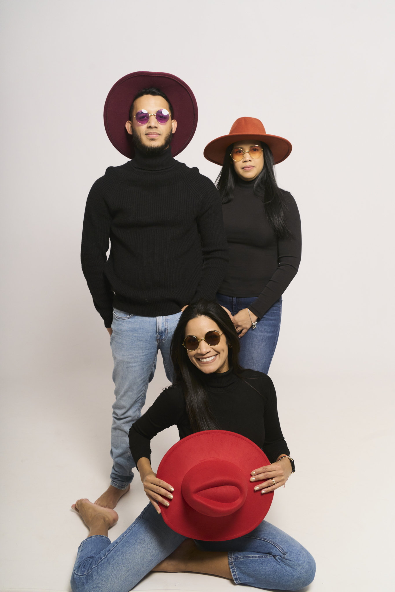 Christmas card photos group friends hats