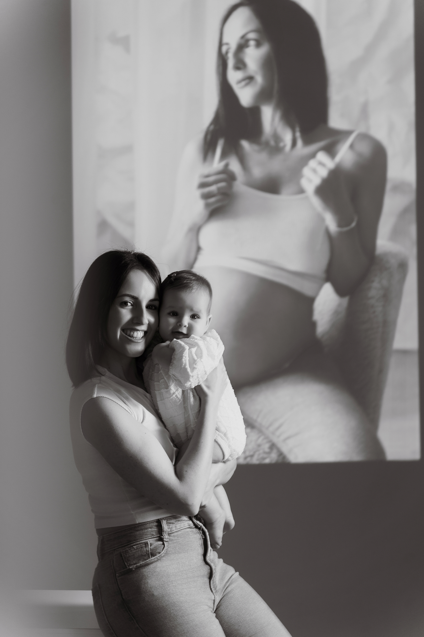 mother baby portrait studio maternity photography wall